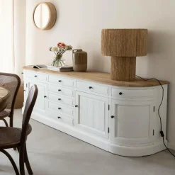 Buffet<Made in Meubles Buffet en bois recyclé blanchi 225 cm Garance