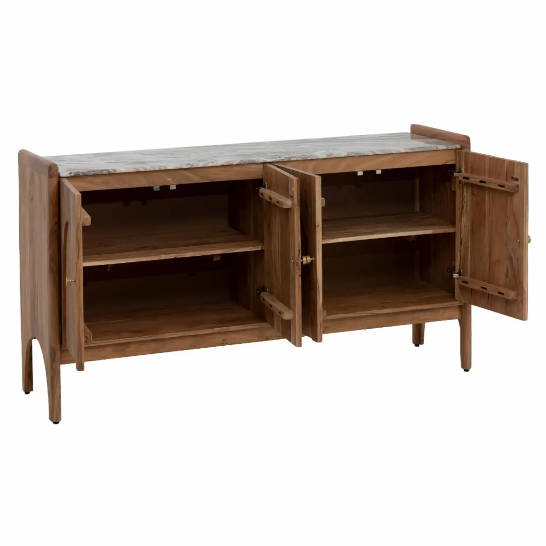 Buffet<Made in Meubles Buffet en marbre et bois d'acacia Calix
