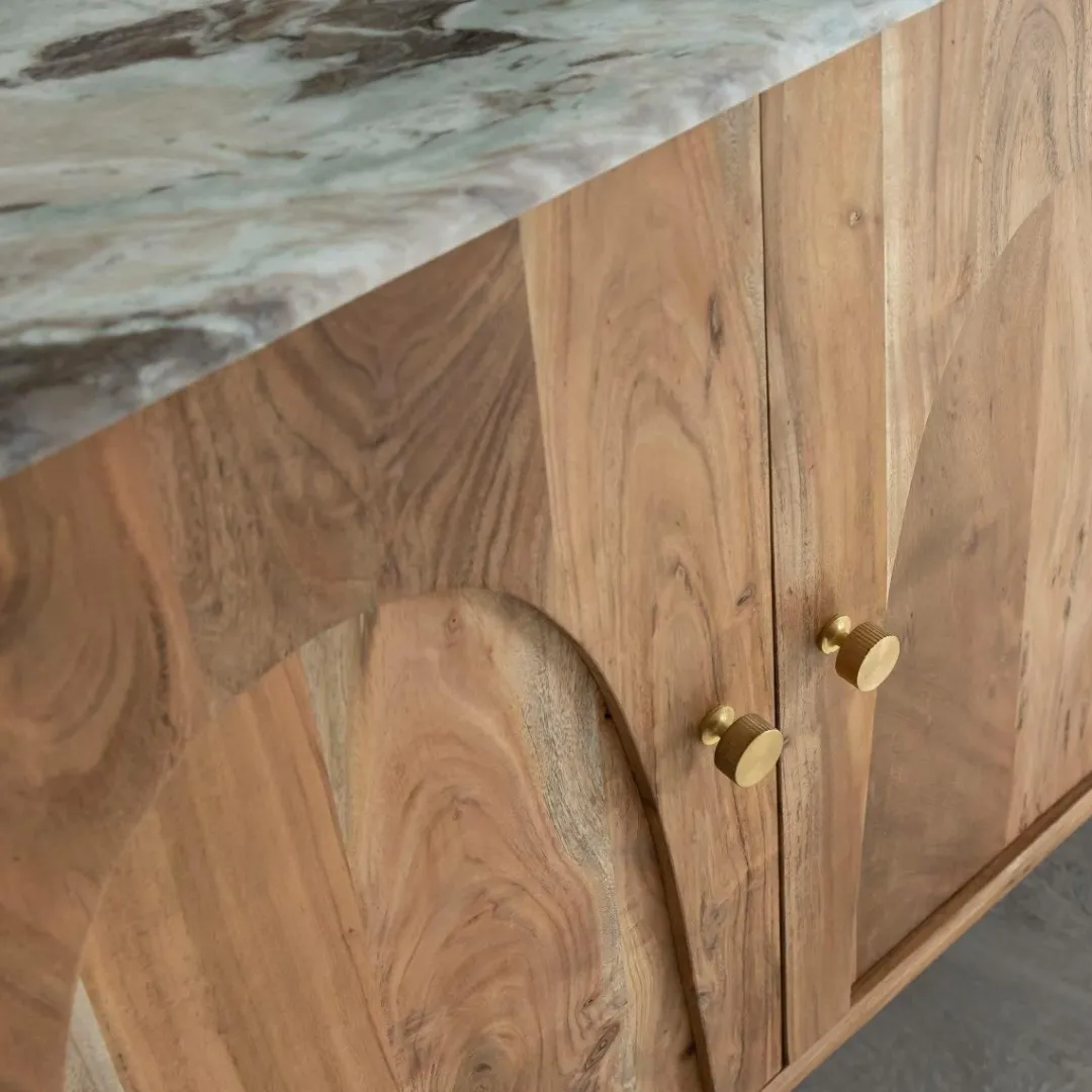 Buffet<Made in Meubles Buffet en marbre et bois d'acacia Calix