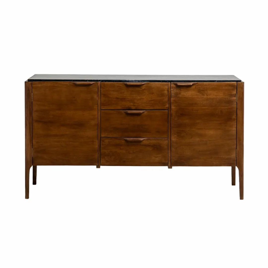 Buffet<Made in Meubles Buffet en marbre noir et bois de manguier Roch