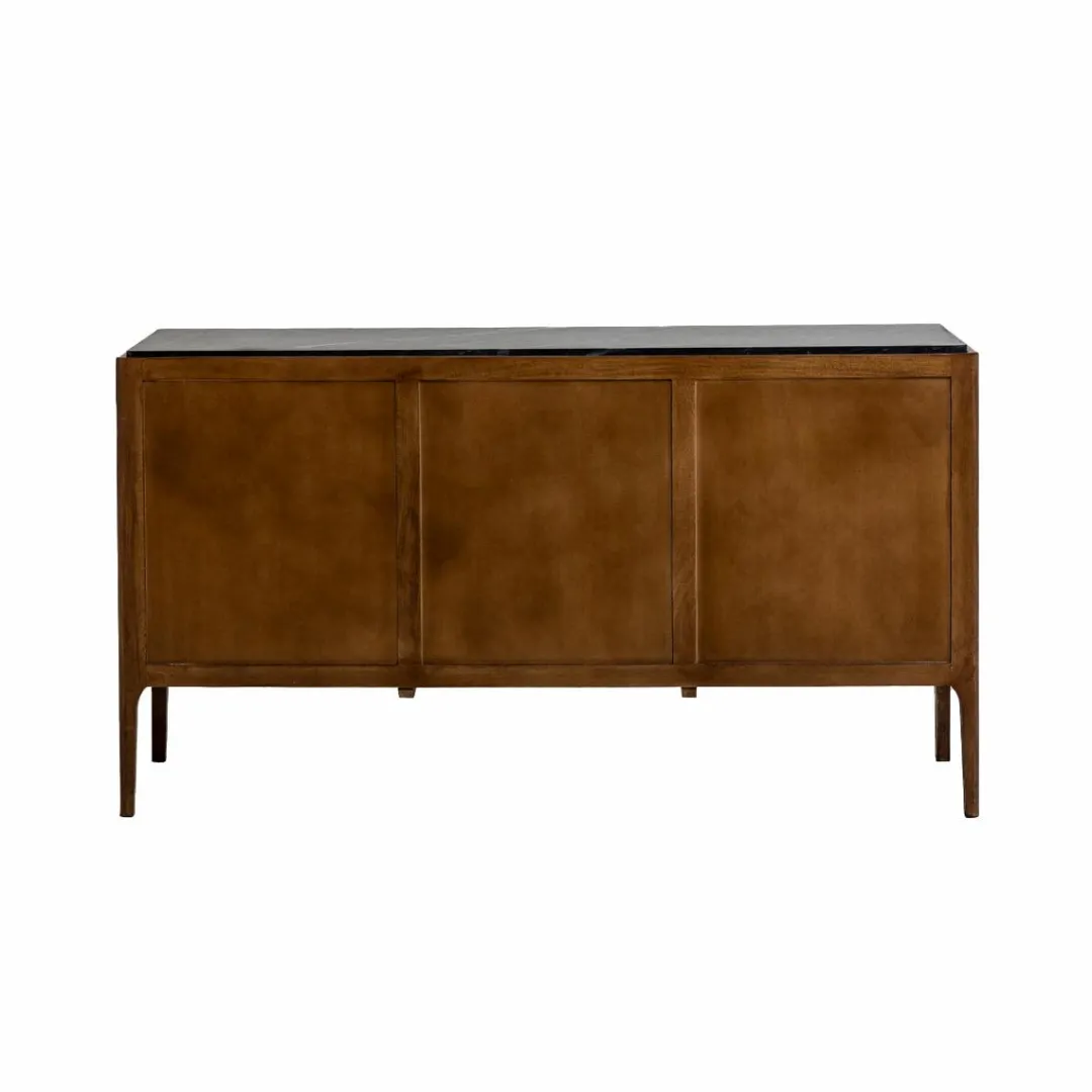 Buffet<Made in Meubles Buffet en marbre noir et bois de manguier Roch