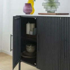 Buffet<Made in Meubles Buffet en métal et marbre blanc Mona