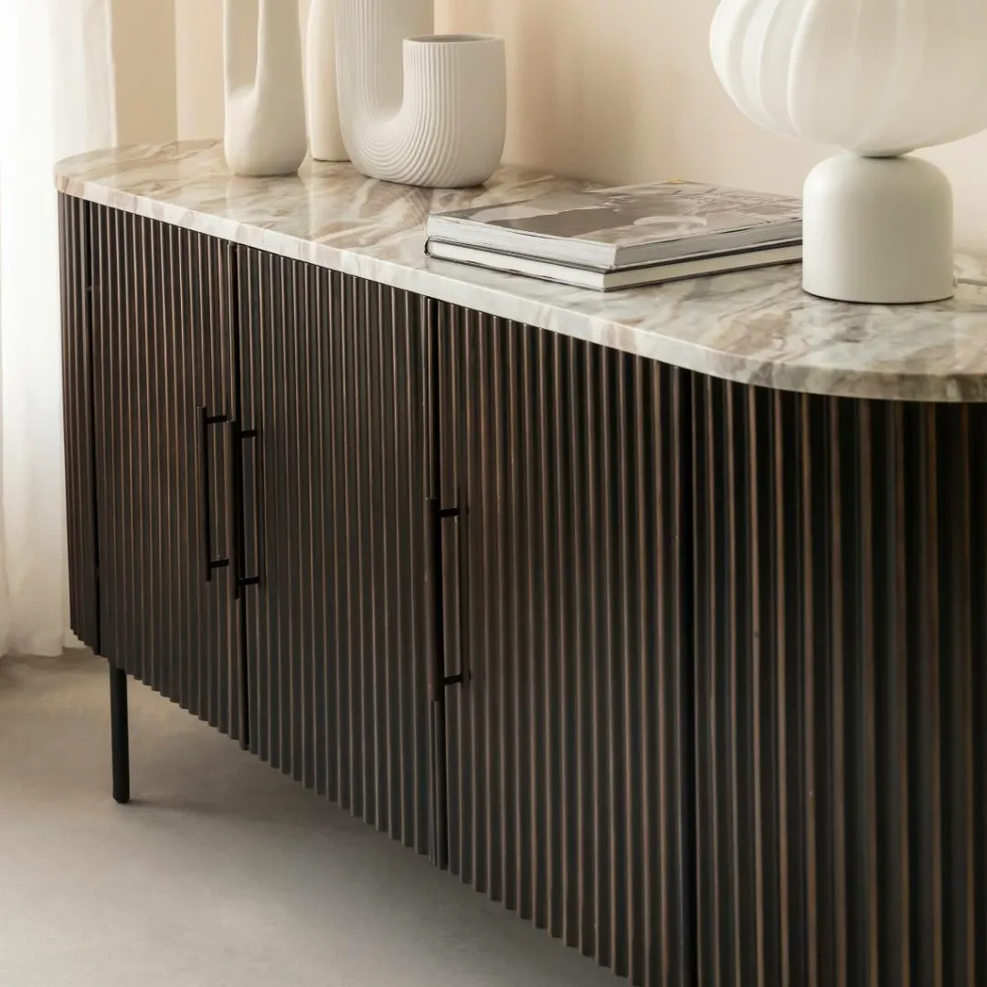 Buffet<Made in Meubles Buffet en métal et marbre Alfred