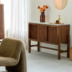 Buffet|Meuble Sous Vasque<Made in Meubles Buffet haut en bois d'acacia et terrazzo Kaelis