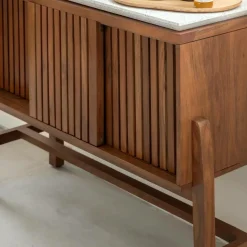 Buffet|Meuble Sous Vasque<Made in Meubles Buffet haut en bois d'acacia et terrazzo Kaelis