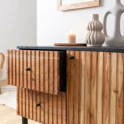 Buffet<Made in Meubles Buffet haut en bois d'acacia et métal Pippa