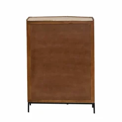 Buffet<Made in Meubles Buffet haut en bois de manguier et travertin Azure