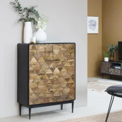 Buffet<Made in Meubles Buffet haut en métal et bois de manguier Célia