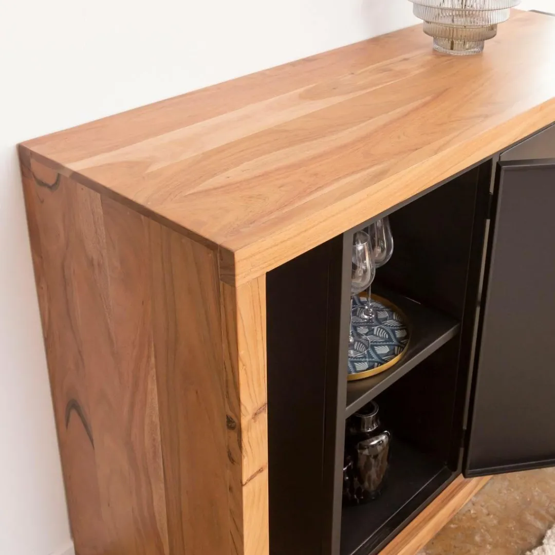 Buffet<Made in Meubles Buffet rétractable en bois d'acacia Emilio