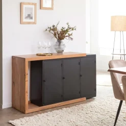 Buffet<Made in Meubles Buffet rétractable en bois d'acacia Emilio