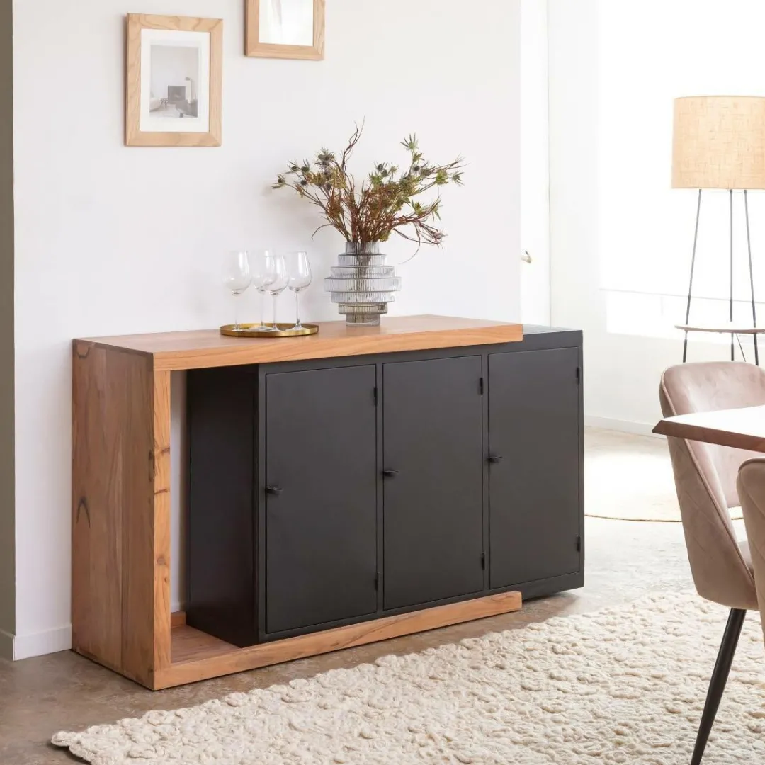 Buffet<Made in Meubles Buffet rétractable en bois d'acacia Emilio