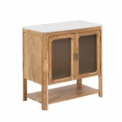 Buffet|Meuble Sous Vasque<Made in Meubles Buffet vitré en bois d'acacia et marbre Emyr