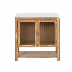 Buffet|Meuble Sous Vasque<Made in Meubles Buffet vitré en bois d'acacia et marbre Emyr