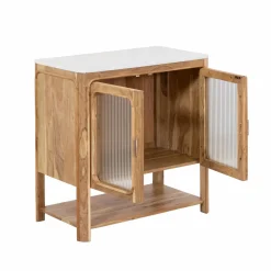 Buffet|Meuble Sous Vasque<Made in Meubles Buffet vitré en bois d'acacia et marbre Emyr
