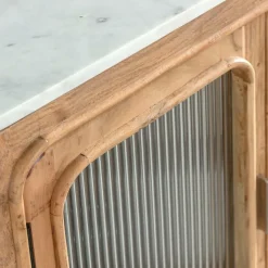 Buffet|Meuble Sous Vasque<Made in Meubles Buffet vitré en bois d'acacia et marbre Emyr