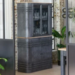Buffet|Vaisselier<Made in Meubles Buffet vitrine en métal Locker