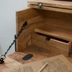 Bureau<Made in Meubles Bureau secrétaire en bois d'acacia et métal Milo