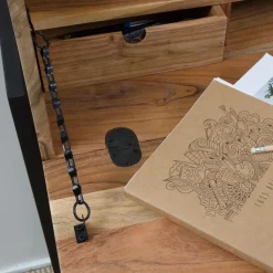 Bureau<Made in Meubles Bureau secrétaire en bois d'acacia et métal Milo