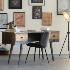 Bureau<Made in Meubles Bureau voiture en métal gris foncé Tata