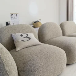 Canapé<Made in Meubles Canapé 3 modules en tissu bouclette gris Calya