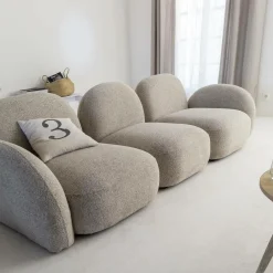 Canapé<Made in Meubles Canapé 3 modules en tissu bouclette gris Calya