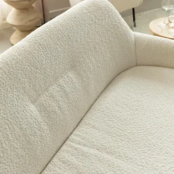 Canapé<Made in Meubles Canapé blanc confort en tissu bouclette 2 places Amandine