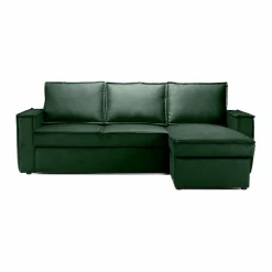 Canapé<Made in Meubles Canapé d'angle droit convertible 4 places en tissu vert Paris