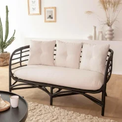 Canapé<Made in Meubles Canapé en rotin noir 2 places Anissa