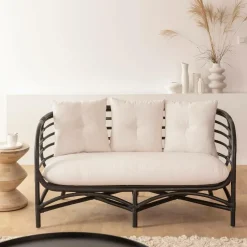 Canapé<Made in Meubles Canapé en rotin noir 2 places Anissa