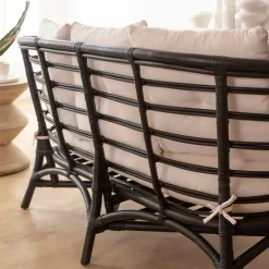 Canapé<Made in Meubles Canapé en rotin noir 2 places Anissa