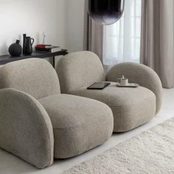 Canapé<Made in Meubles Canapé modulable 2 places en tissu bouclette gris Calya