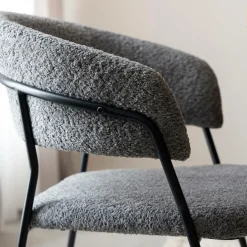 Chaise<Made in Meubles Chaise arrondie en tissu bouclette grise Kanoa (lot de 2)