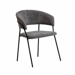 Chaise<Made in Meubles Chaise arrondie en tissu bouclette grise Kanoa (lot de 2)