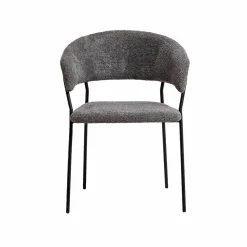 Chaise<Made in Meubles Chaise arrondie en tissu bouclette grise Kanoa (lot de 2)