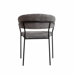 Chaise<Made in Meubles Chaise arrondie en tissu bouclette grise Kanoa (lot de 2)