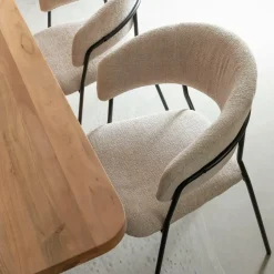 Chaise<Made in Meubles Chaise arrondie tissu écru Kanoa (lot de 2)