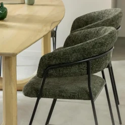 Chaise<Made in Meubles Chaise arrondie tissu vert Kanoa (lot de 2)