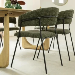 Chaise<Made in Meubles Chaise arrondie tissu vert Kanoa (lot de 2)