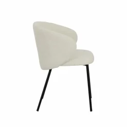 Chaise<Made in Meubles Chaise avec accoudoirs ronds en tissu bouclette écru clair et pieds en métal Cléa (lot de 2)