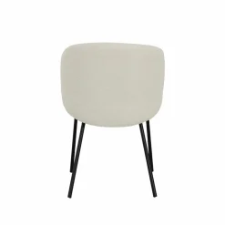 Chaise<Made in Meubles Chaise avec accoudoirs ronds en tissu bouclette écru clair et pieds en métal Cléa (lot de 2)