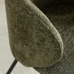 Chaise<Made in Meubles Chaise avec accoudoirs ronds en tissu vert et pieds en métal Cléa (lot de 2)