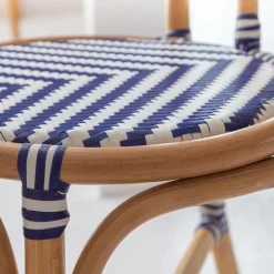 Chaise<Made in Meubles Chaise bistrot en rotin bleue Elynne (lot de 2)