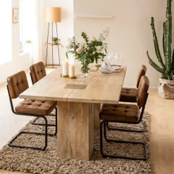 Chaise<Made in Meubles Chaise cantilever en microfibre marron Mambo (lot de 2)