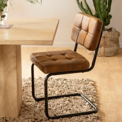 Chaise<Made in Meubles Chaise cantilever en microfibre marron Mambo (lot de 2)