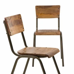 Chaise<Made in Meubles Chaise d'écolier en bois de manguier Marcus (lot de 2)