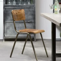 Chaise<Made in Meubles Chaise d'écolier en bois de manguier Marcus (lot de 2)