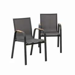 Chaise De Jardin<Made in Meubles Chaise de jardin en aluminium gris foncé Ayden (lot de 2)