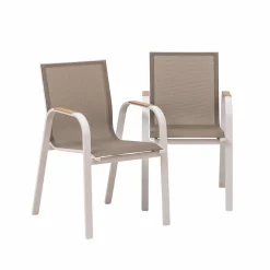 Chaise De Jardin<Made in Meubles Chaise de jardin taupe en aluminium Ayden (lot de 2)