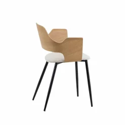 Chaise<Made in Meubles Chaise en bois clair et tissu écru Florence (lot de 2)