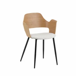 Chaise<Made in Meubles Chaise en bois clair et tissu écru Florence (lot de 2)